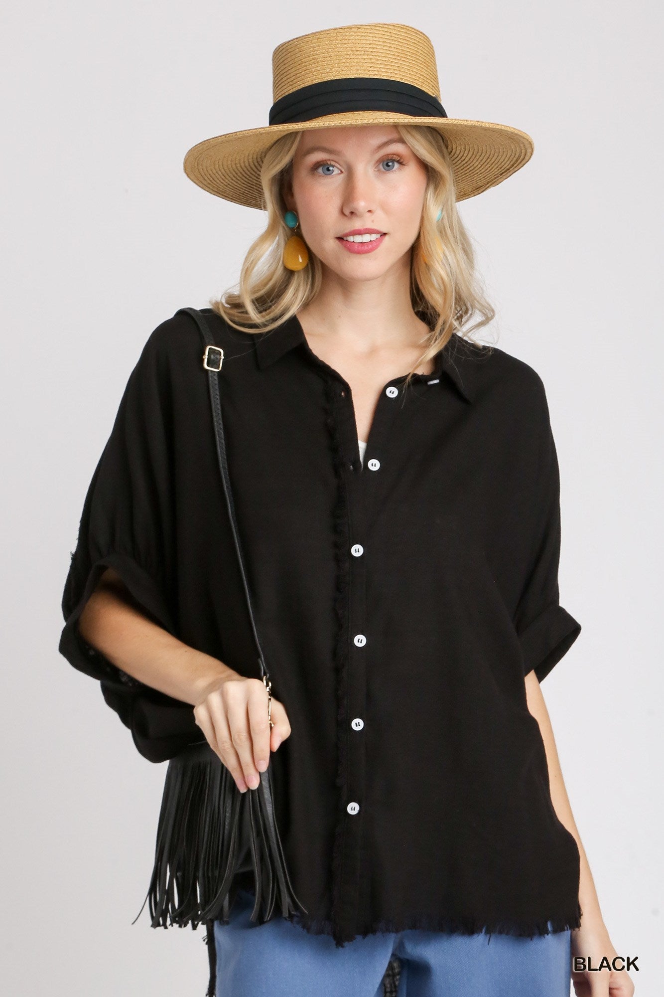 Button Down Back Black Button Down - Perennial Trends