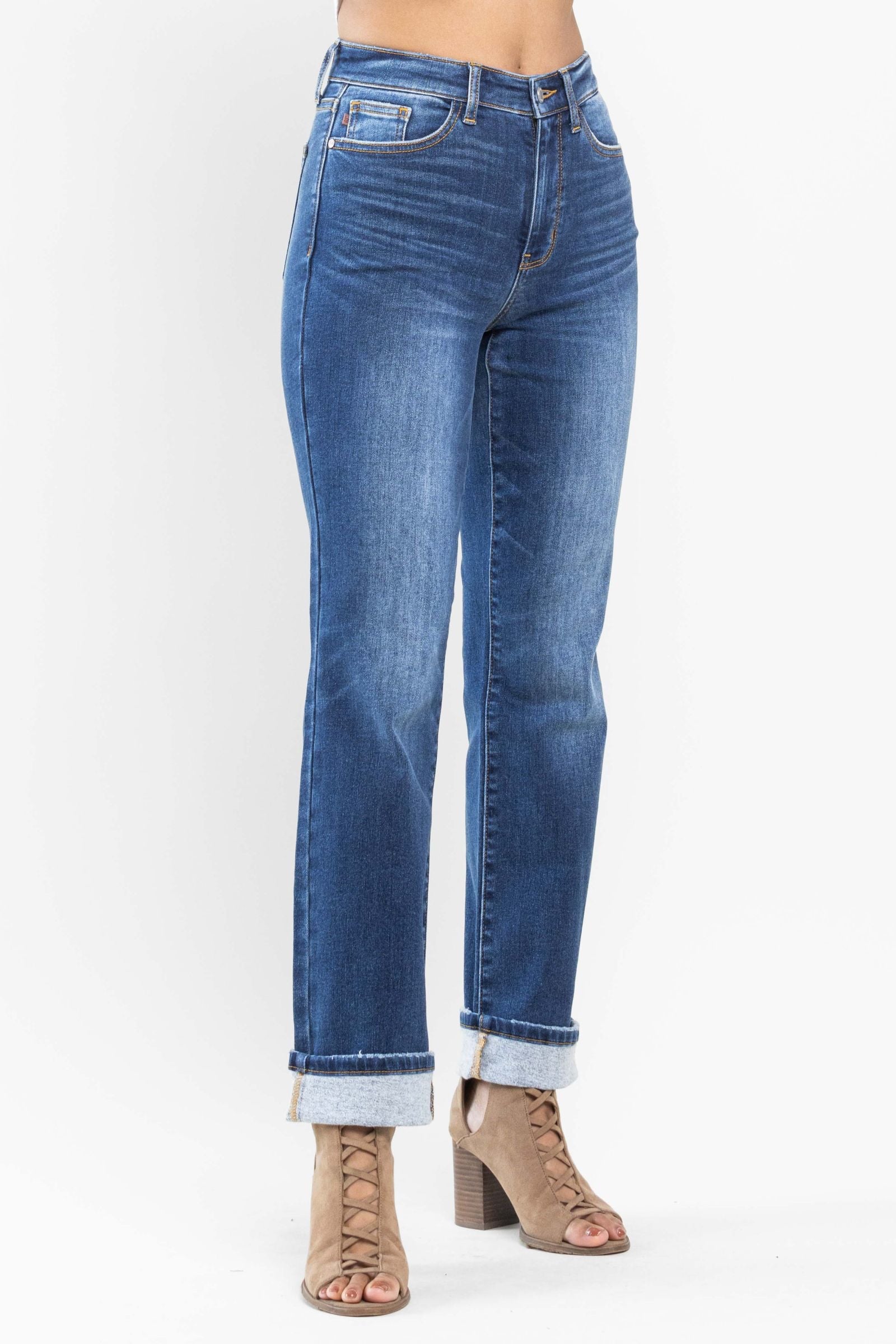 High Waist Thermal Straight Relaxed Judy Blue Jeans – happily ever co