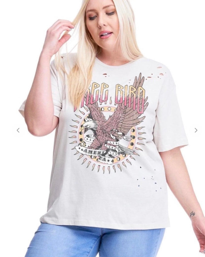 Free Bird Distressed Graphic Tee - Perennial Trends
