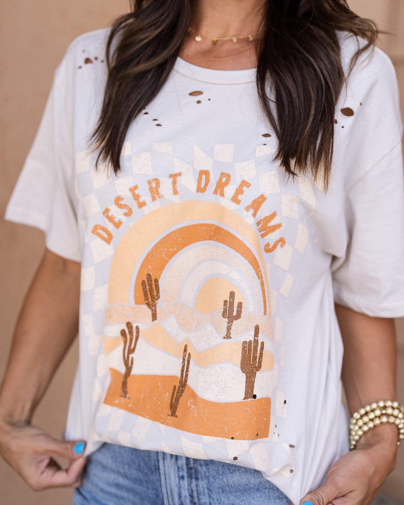 Oatmeal Desert Dreams Distressed Graphic Tee - Perennial Trends
