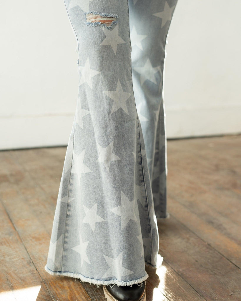 Star Printed Bell Bottom Flares - Perennial Trends